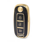 Nano Funda de cuero dorado de alta calidad para mando a distancia Venucia, 3 botones, Color negro, VNC-A13J