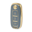 Nano Funda de cuero dorado de alta calidad para mando a distancia Venucia, 3 botones, Color gris, VNC-A13J