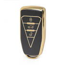 Nano Funda de cuero dorado de alta calidad para mando a distancia Venucia, 3 botones, Color negro, VNC-B13J