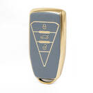 Nano Funda de cuero dorado de alta calidad para mando a distancia Venucia, 3 botones, Color gris, VNC-B13J