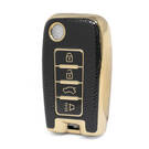 Nano Funda de cuero dorado de alta calidad para mando a distancia Venucia, 4 botones, Color negro, VNC-D13J
