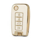 Nano Funda de cuero dorado de alta calidad para mando a distancia Venucia, 4 botones, Color blanco, VNC-D13J