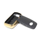 New Aftermarket Nano High Quality Gold Leather Cover For KIA Remote Key 3 Buttons Black Color KIA-A13J | Emirates Keys -| thumbnail