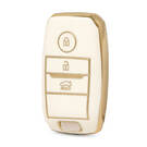Нано-высококачественный золотой кожаный чехол для дистанционного ключа KIA с 3 кнопками белого цвета KIA-A13J