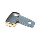 New Aftermarket Nano High Quality Gold Leather Cover For KIA Remote Key 3 Buttons Gray Color KIA-A13J | Emirates Keys -| thumbnail