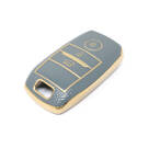 Novo aftermarket nano capa de couro dourado de alta qualidade para chave remota kia 3 botões cor cinza KIA-A13J | Chaves dos Emirados -| thumbnail