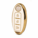 Nano Funda de cuero dorado de alta calidad para llave remota Nissan, 3 botones, Color blanco NS-A13J3A