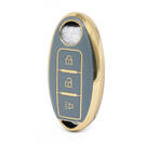 Nano – housse en cuir doré de haute qualité, pour clé télécommande Nissan, 3 boutons, couleur grise, NS-A13J3A