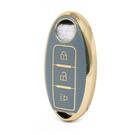 Nano Funda de cuero dorado de alta calidad para llave remota Nissan, 3 botones, Color gris NS-A13J3A