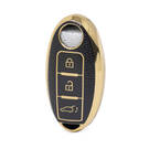 Nano Funda de cuero dorado de alta calidad para llave remota Nissan, 3 botones, Color negro, NS-A13J3B