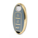 Nano – housse en cuir doré de haute qualité, pour clé télécommande Nissan, 3 boutons, couleur grise, NS-A13J3B