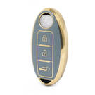 Nano High Quality Gold Leather Cover For Nissan Remote Key 3 Buttons Gray Color NS-A13J3B