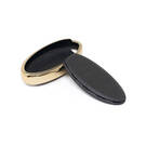 New Aftermarket Nano High Quality Gold Leather Cover For Nissan Remote Key 2 Buttons Black Color NS-A13J3C | Emirates Keys -| thumbnail