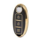 Nano – housse en cuir doré de haute qualité, pour clé télécommande Nissan à 2 boutons, couleur noire, NS-A13J3C