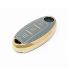 Nueva funda de cuero dorado Nano de alta calidad para llave remota de Nissan, 2 botones, Color gris, NS-A13J3C | Cayos de los Emiratos -| thumbnail
