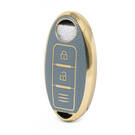 Nano – housse en cuir doré de haute qualité, pour clé télécommande Nissan, 2 boutons, couleur grise, NS-A13J3C