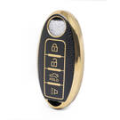 Нано-высококачественный золотой кожаный чехол для дистанционного ключа Nissan с 4 кнопками черного цвета NS-A13J4A