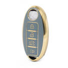 Nano High Quality Gold Leather Cover For Nissan Remote Key 4 Buttons Gray Color NS-A13J4A