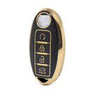 Нано-высококачественный золотой кожаный чехол для дистанционного ключа Nissan с 4 кнопками черного цвета NS-A13J4B