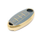 Novo aftermarket nano capa de couro dourado de alta qualidade para chave remota nissan 4 botões cor cinza NS-A13J4B | Chaves dos Emirados -| thumbnail
