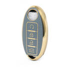 Нано-высококачественный золотой кожаный чехол для дистанционного ключа Nissan с 4 кнопками серого цвета NS-A13J4B