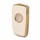 Кожаный чехол Nano Gold для Nissan Flip Key 4B, белый NS-B13J4 | МК3 -| thumbnail
