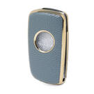 Кожаный чехол Nano Gold для Nissan Flip Key 4B, серый NS-B13J4 | МК3 -| thumbnail