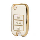 Funda de cuero dorado Nano de alta calidad para mando a distancia Roewe Flip, 3 botones, Color blanco, RW-A13J
