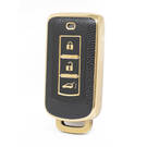 Нано-высококачественный золотой кожаный чехол для дистанционного ключа Mitsubishi с 3 кнопками, черный цвет MSB-A13J