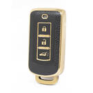 Nano High Quality Gold Leather Cover For Mitsubishi Remote Key 3 Buttons Black Color MSB-A13J