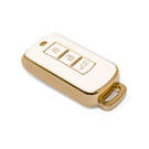 New Aftermarket Nano High Quality Gold Leather Cover For Mitsubishi Remote Key 3 Buttons White Color MSB-A13J | Emirates Keys -| thumbnail