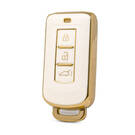 Nano High Quality Gold Leather Cover For Mitsubishi Remote Key 3 Buttons White Color MSB-A13J