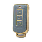 Нано-высококачественный золотой кожаный чехол для дистанционного ключа Mitsubishi с 3 кнопками серого цвета MSB-A13J