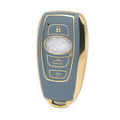 Nano High Quality Gold Leather Cover For Subaru Remote Key 3 Buttons Gray Color SBR-A13J