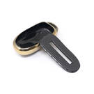 New Aftermarket Nano High Quality Gold Leather Cover For Tesla Remote Key 3 Buttons Black Color TSL-A13J | Emirates Keys -| thumbnail