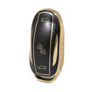 Nano Funda de cuero dorado de alta calidad para mando a distancia Tesla, 3 botones, Color negro, TSL-A13J