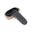 New Aftermarket Nano High Quality Gold Leather Cover For Tesla Remote Key 3 Buttons Black Color TSL-B13J | Emirates Keys -| thumbnail
