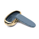 New Aftermarket Nano High Quality Gold Leather Cover For Tesla Remote Key 3 Buttons Gray Color TSL-B13J | Emirates Keys -| thumbnail
