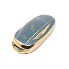 Novo aftermarket nano capa de couro ouro alta qualidade para tesla remoto chave 3 botões cor cinza TSL-B13J Chaves dos Emirados -| thumbnail
