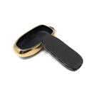 New Aftermarket Nano High Quality Gold Leather Cover For Tesla Remote Key 3 Buttons Black Color TSL-C13J | Emirates Keys -| thumbnail