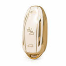 Нано-высококачественный золотой кожаный чехол для дистанционного ключа Tesla с 3 кнопками белого цвета TSL-C13J