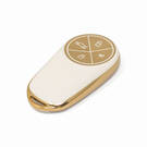 New Aftermarket Nano High Quality Gold Leather Cover For NIO Remote Key 4 Buttons White Color NIO-A13J | Emirates Keys -| thumbnail