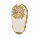 Nano High Quality Gold Leather Cover For NIO Remote Key 4 Buttons White Color NIO-A13J