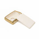 New Aftermarket Nano High Quality Gold Leather Cover For Volvo Remote Key 4 Buttons White Color VOL-A13J  | Emirates Keys -| thumbnail
