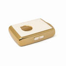 New Aftermarket Nano High Quality Gold Leather Cover For Volvo Remote Key 4 Buttons White Color VOL-A13J  | Emirates Keys -| thumbnail