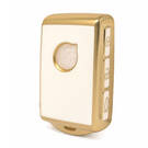 Capa de couro dourado nano de alta qualidade para chave remota Volvo 4 botões cor branca VOL-A13J