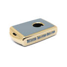 Novo aftermarket nano capa de couro dourado de alta qualidade para chave remota volvo 4 botões cor cinza VOL-A13J | Chaves dos Emirados -| thumbnail