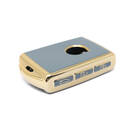 New Aftermarket Nano High Quality Gold Leather Cover For Volvo Remote Key 4 Buttons Gray Color VOL-A13J  | Emirates Keys -| thumbnail