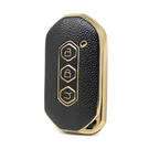 Nano Funda de cuero dorado de alta calidad para mando a distancia Wuling, 3 botones, Color negro, WL-B13J