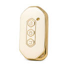 Nano High Quality Gold Leather Cover For Wuling Remote Key 3 Buttons White Color WL-B13J